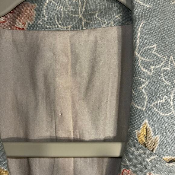 Boden Linen Floral Blazer Jacket Size 18 Blue Red Peony Print - Picture 5 of 9